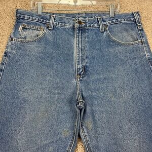 Carhartt Relaxed Fit Jeans‎ Men's 38x30 Blue Denim Workwear Casual B17 DST STAIN